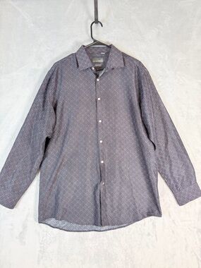 Riffini Mens Shirt Large Button Up Made in Italy Patterned
